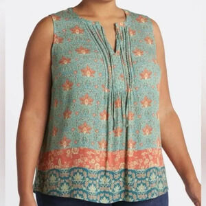 Daniel Rainn Teal Green Marielle Tassel Detail Sleeveless Blouse in Size 1X